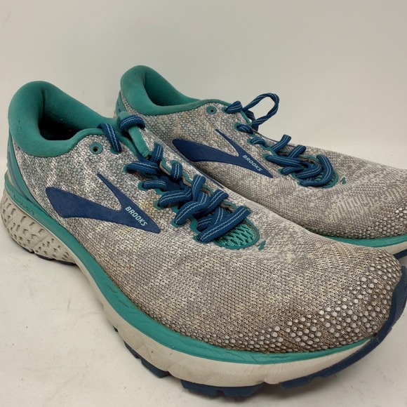 Brooks Shoes - Brooks Ghost 11 Womens Running Shoes Grey Teal Blue 1202771B118 Size 9
